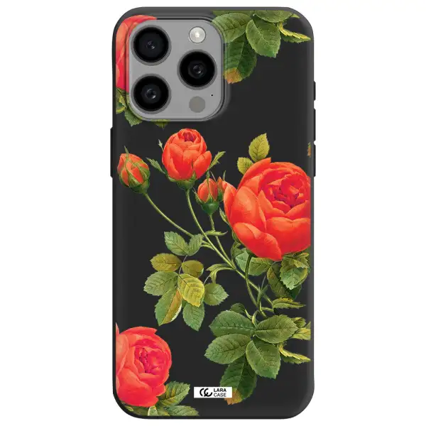 a close-up of a flower Apple Iphone 15 Pro max Silicone black Case