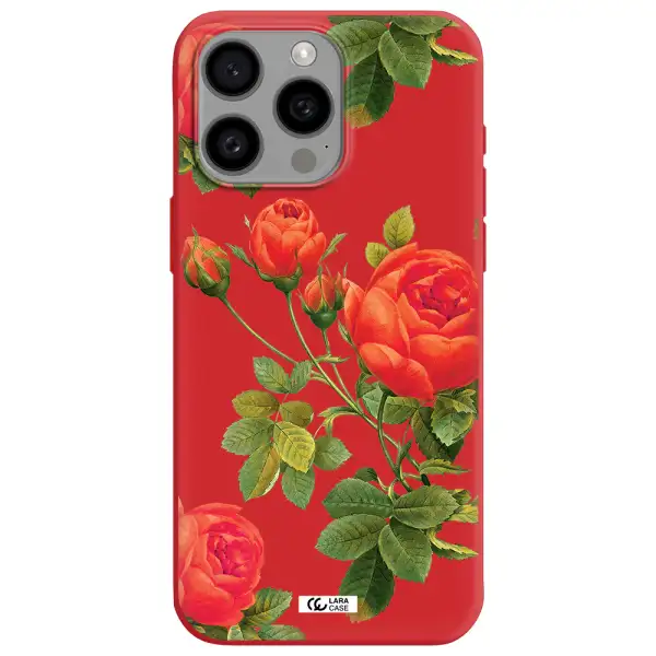 A Close-Up Of A Flower Apple Iphone 15 Pro Max Silicone Imperial Red Case