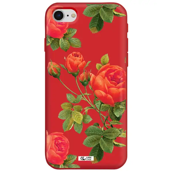 a close-up of a flower Apple iPhone se 2020 Silicone Imperial Red Case