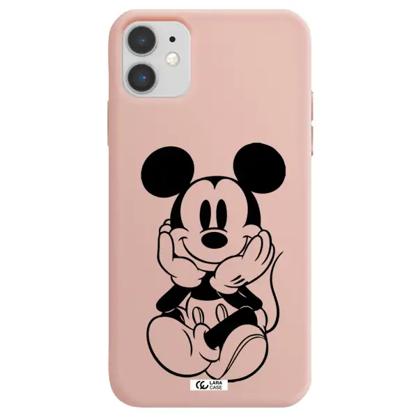 a cartoon of a mouse Apple iPhone 11 Silicone pastel pink Case