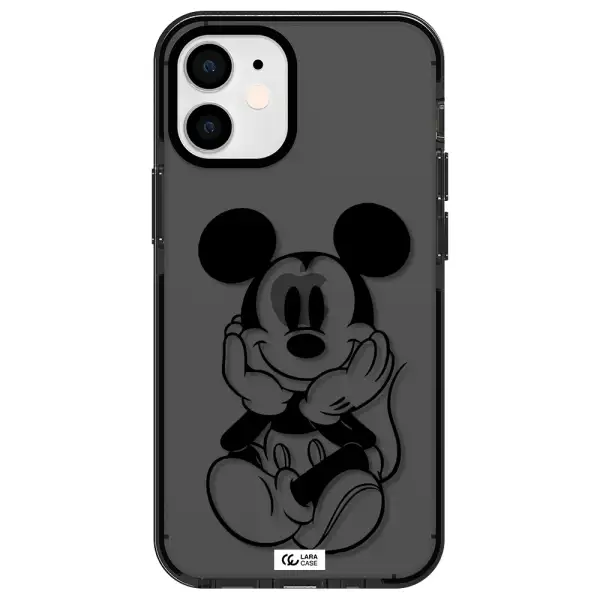 a cartoon of a mouse Apple iPhone 12 mini impact Smoke Black Case