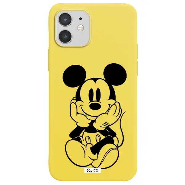 a cartoon of a mouse Apple iPhone 12 mini Silicone canary yellow Case