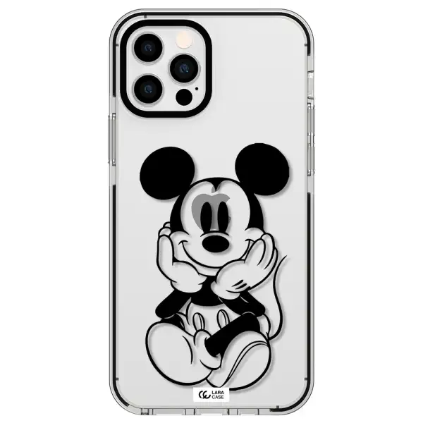 a cartoon of a mouse Apple iPhone 12 pro impact black border Case