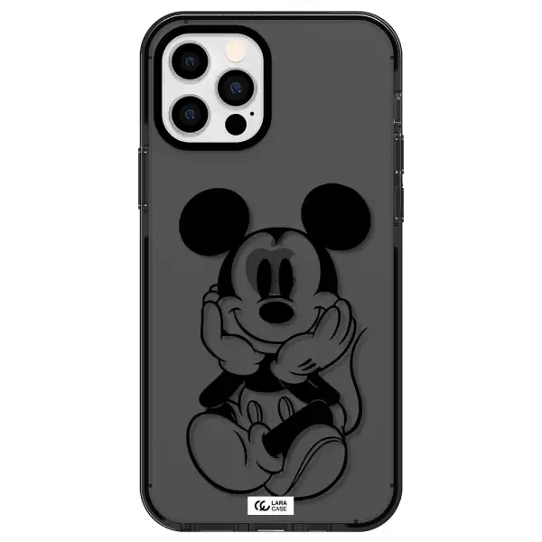 a cartoon of a mouse Apple iPhone 12 pro impact Smoke Black Case