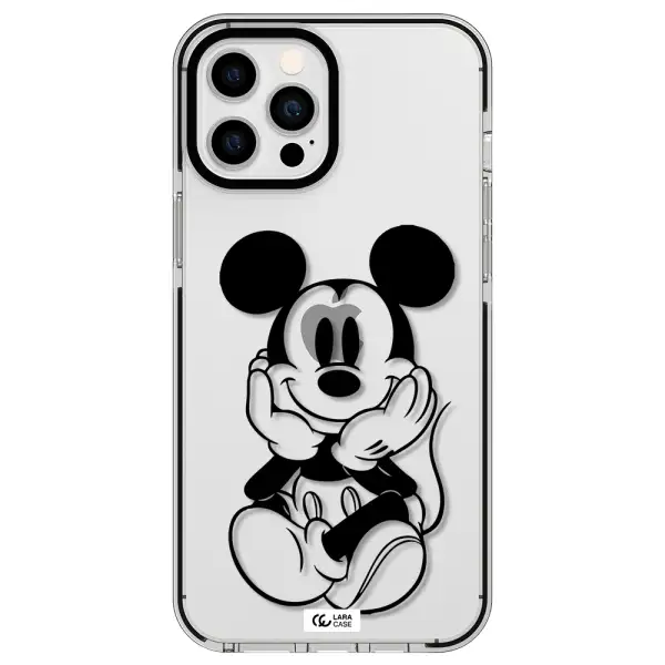 a cartoon of a mouse Apple iPhone 12 pro max impact black border Case