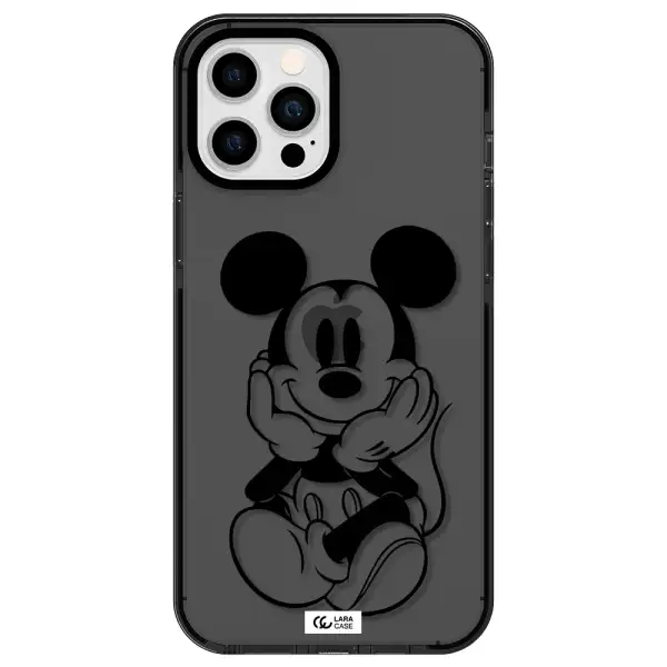 a cartoon of a mouse Apple iPhone 12 pro max impact Smoke Black Case