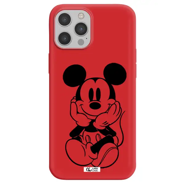 a cartoon of a mouse Apple iPhone 12 pro max Silicone Imperial Red Case