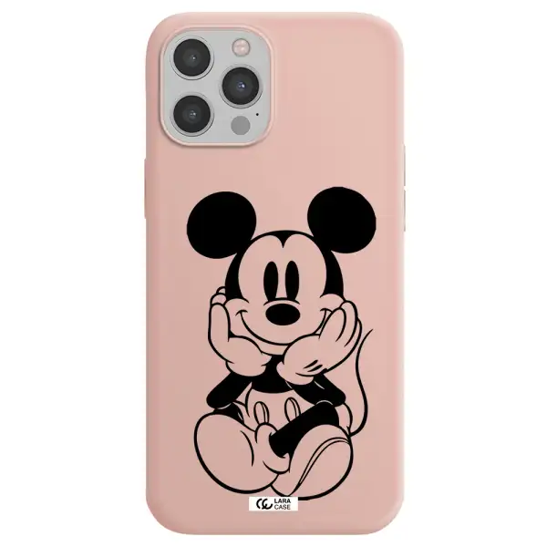 a cartoon of a mouse Apple iPhone 12 pro max Silicone pastel pink Case