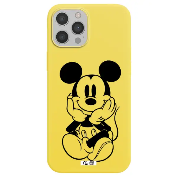 a cartoon of a mouse Apple iPhone 12 pro Silicone canary yellow Case