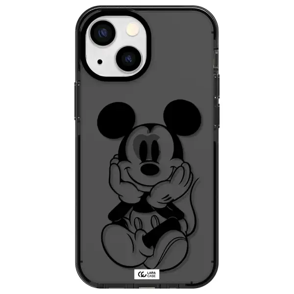a cartoon of a mouse Apple iPhone 13 mini impact Smoke Black Case
