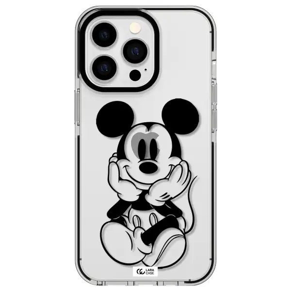 a cartoon of a mouse Apple iPhone 13 Pro impact black border Case