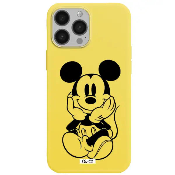 a cartoon of a mouse Apple iPhone 13 Pro Max Silicone canary yellow Case