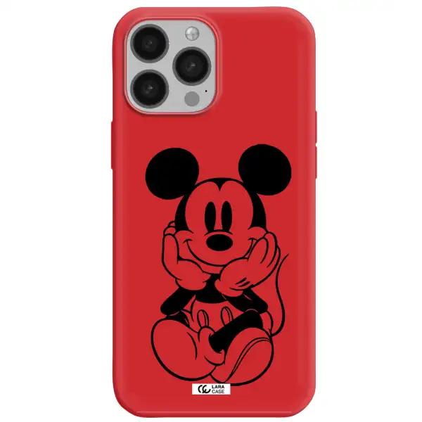 a cartoon of a mouse Apple iPhone 13 Pro Silicone Imperial Red Case