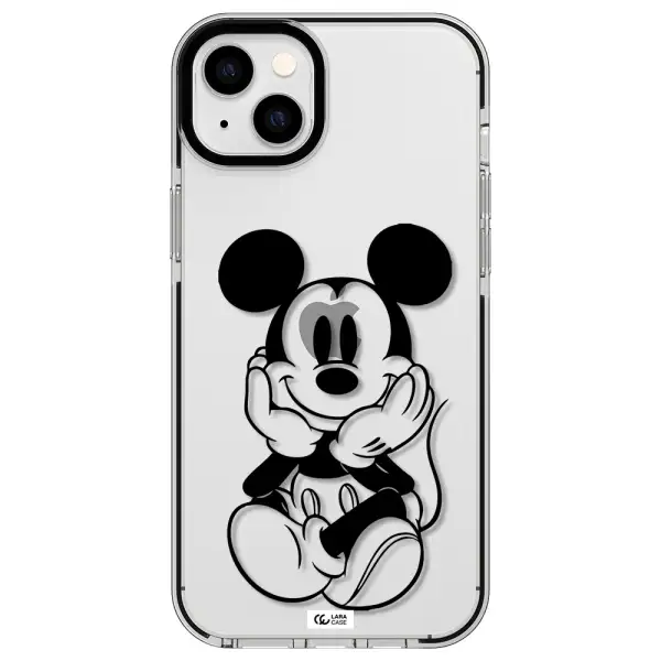a cartoon of a mouse Apple iPhone 14 plus impact black border Case