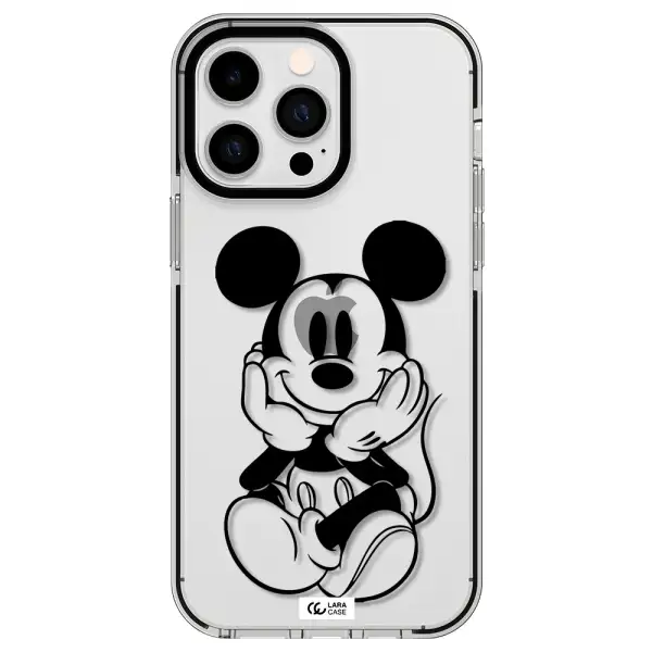 a cartoon of a mouse Apple iPhone 14 pro max impact black border Case