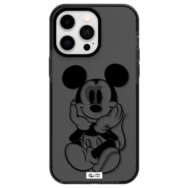 a cartoon of a mouse Apple iPhone 14 pro max impact Smoke Black Case