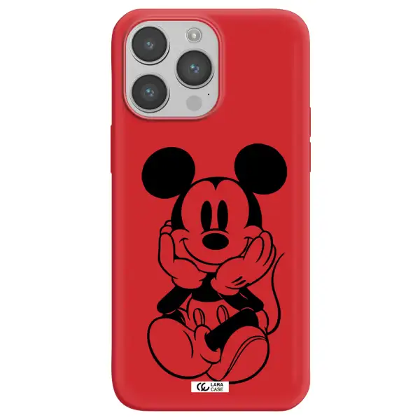 a cartoon of a mouse Apple iPhone 14 pro max Silicone Imperial Red Case