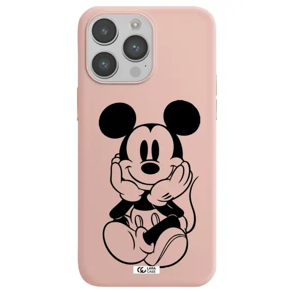 a cartoon of a mouse Apple iPhone 14 pro max Silicone pastel pink Case