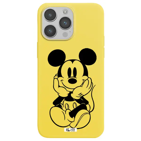 a cartoon of a mouse Apple iPhone 14 pro Silicone canary yellow Case