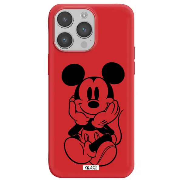a cartoon of a mouse Apple iPhone 14 pro Silicone Imperial Red Case