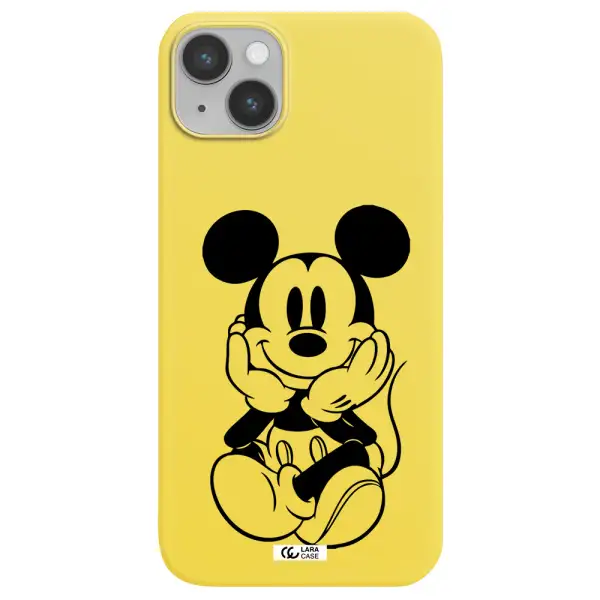 a cartoon of a mouse Apple iPhone 14 Silicone canary yellow Case