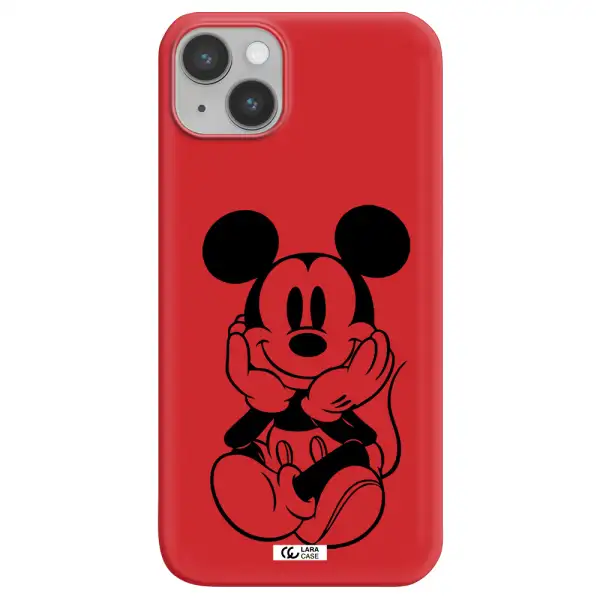 a cartoon of a mouse Apple iPhone 14 Silicone Imperial Red Case