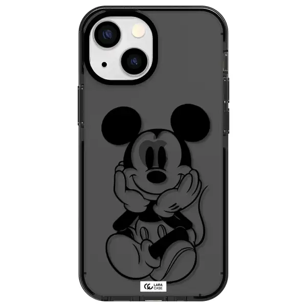 a cartoon of a mouse Apple iPhone 15 Plus impact Smoke Black Case