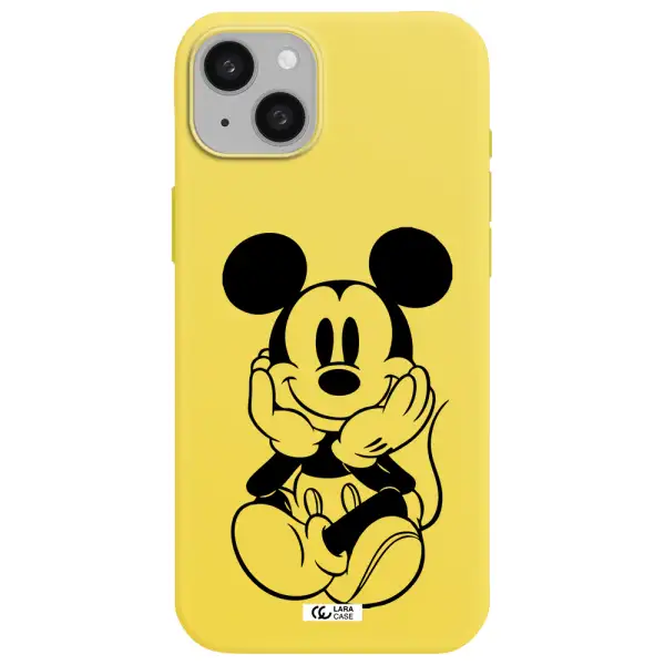 a cartoon of a mouse Apple iphone 15 plus Silicone canary yellow Case