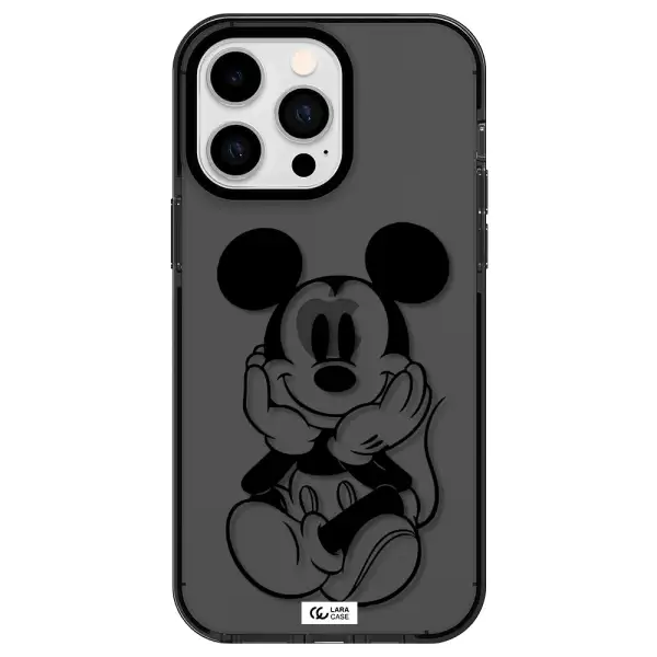 a cartoon of a mouse Apple iPhone 15 Pro Max impact Smoke Black Case
