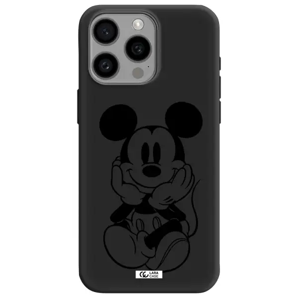 a cartoon of a mouse Apple Iphone 15 Pro max Silicone black Case