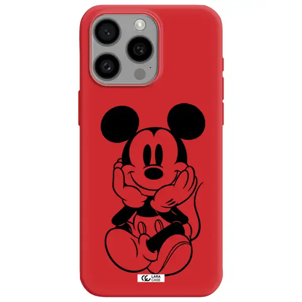 A Cartoon Of A Mouse Apple Iphone 15 Pro Max Silicone Imperial Red Case