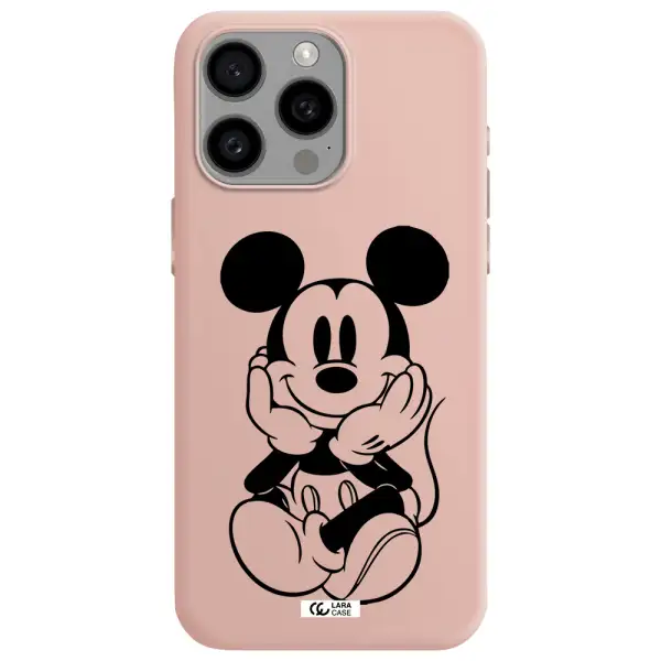 a cartoon of a mouse Apple Iphone 15 Pro max Silicone pastel pink Case