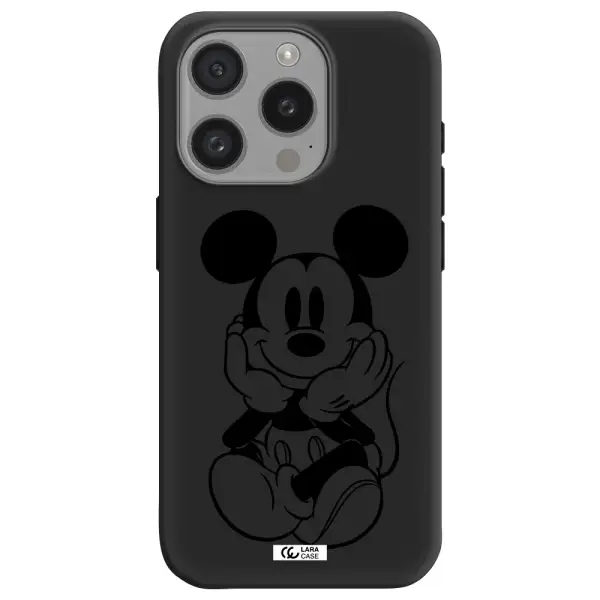 A Cartoon Of A Mouse Apple Iphone 15 Pro Silicone Black Case
