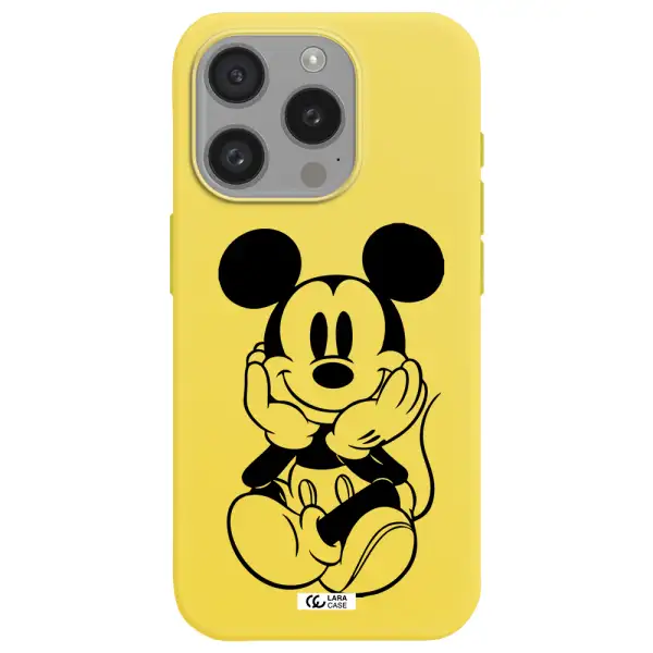 A Cartoon Of A Mouse Apple Iphone 15 Pro Silicone Canary Yellow Case