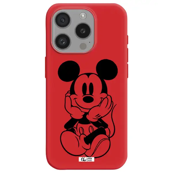 A Cartoon Of A Mouse Apple Iphone 15 Pro Silicone Imperial Red Case