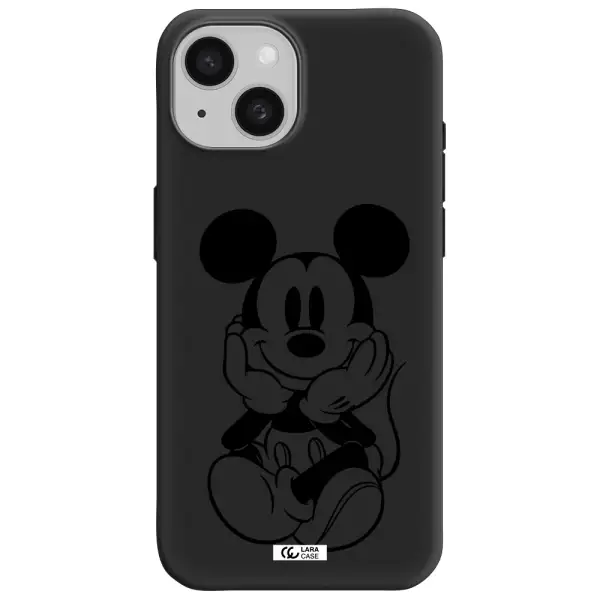 a cartoon of a mouse Apple iPhone 15 Silicone black Case