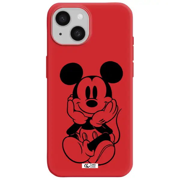 A Cartoon Of A Mouse Apple Iphone 15 Silicone Imperial Red Case