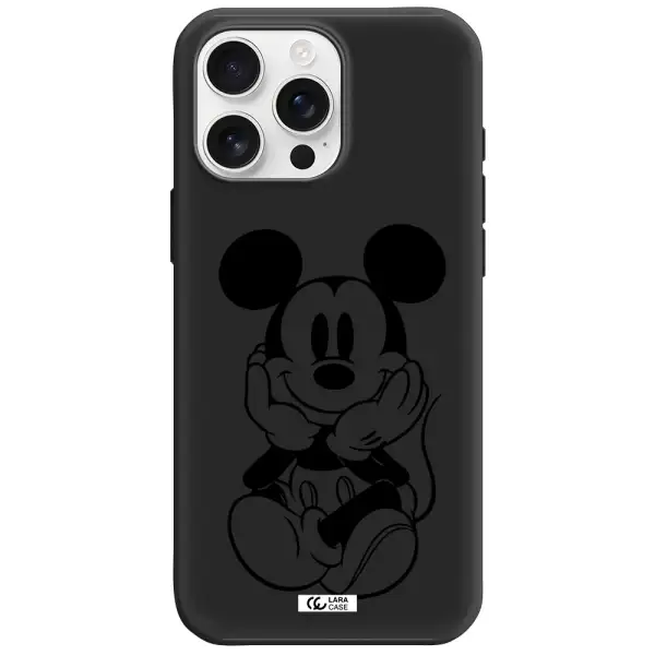 A Cartoon Of A Mouse Apple Iphone 16 Pro Max Silicone Black Case