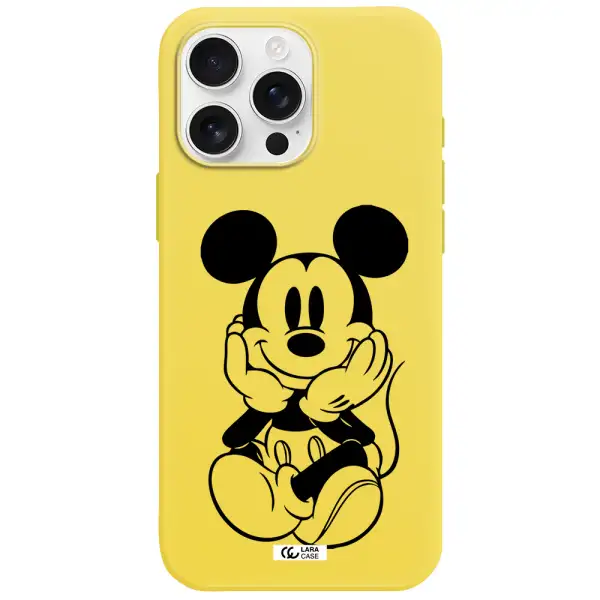 A Cartoon Of A Mouse Apple Iphone 16 Pro Max Silicone Canary Yellow Case