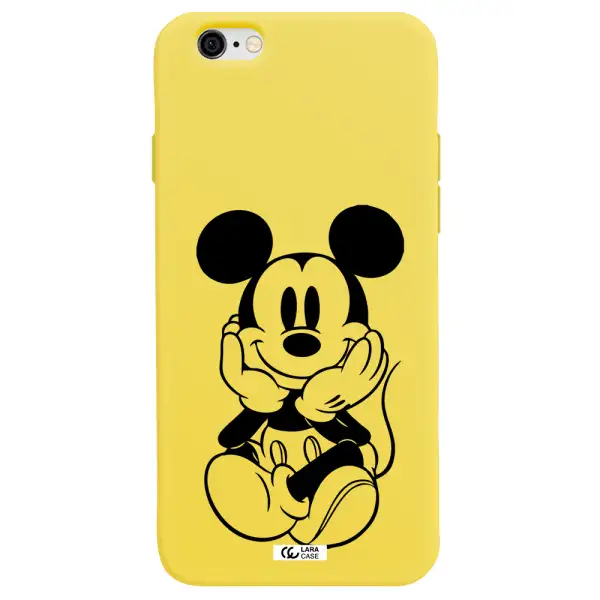 a cartoon of a mouse Apple iPhone 6 Silicone canary yellow Case