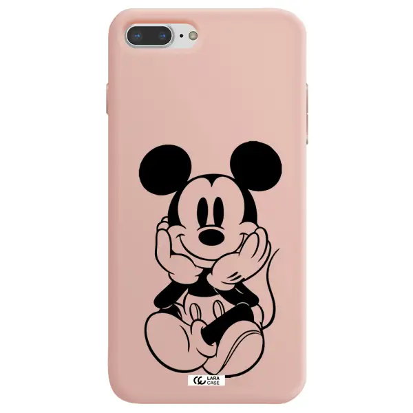 a cartoon of a mouse Apple iPhone 8 plus Silicone pastel pink Case