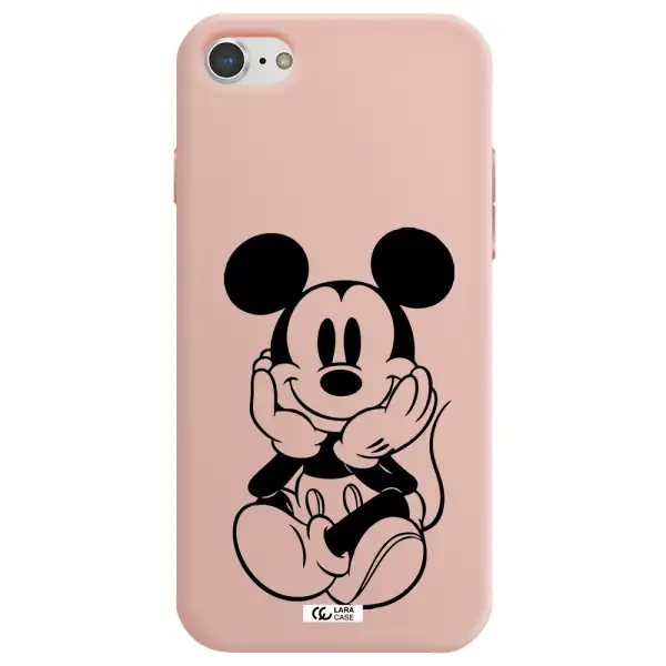 a cartoon of a mouse Apple iPhone 8 Silicone pastel pink Case
