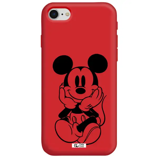 a cartoon of a mouse Apple iPhone se 2020 Silicone Imperial Red Case