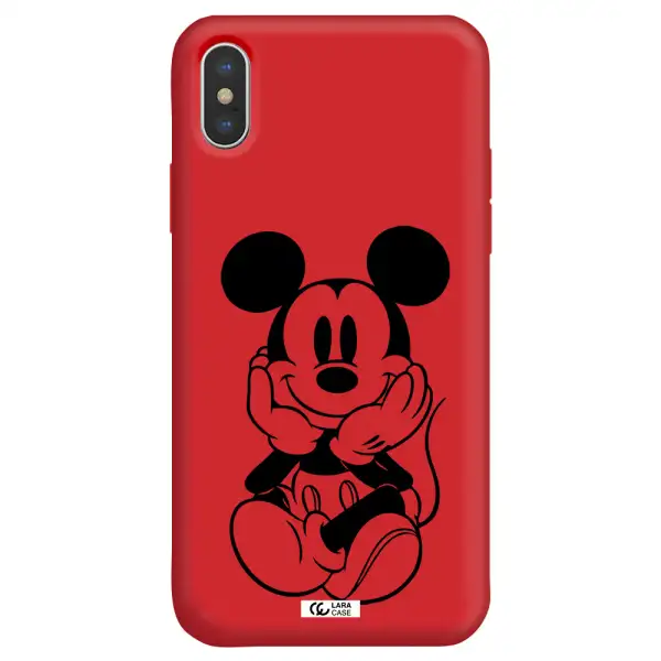 a cartoon of a mouse Apple iPhone X Silicone Imperial Red Case