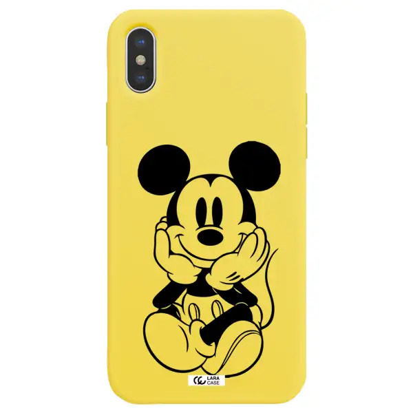 a cartoon of a mouse Apple iPhone XS Silicone canary yellow Case