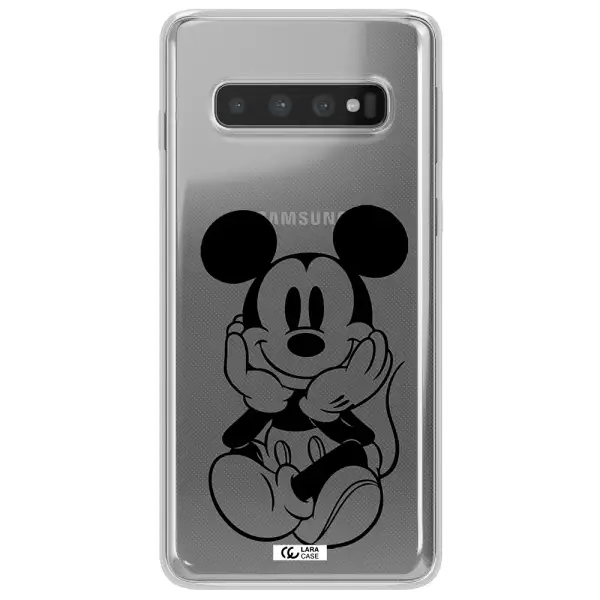 a cartoon of a mouse Samsung S10 Clear TPU Case