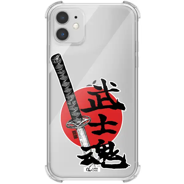 a sword with a red circle and hieroglyph Apple iPhone 11 Clear PC Case
