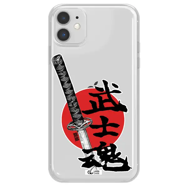 a sword with a red circle and hieroglyph Apple iPhone 11 Clear TPU Case