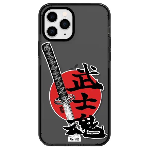 a sword with a red circle and hieroglyph Apple iPhone 11 pro max impact Smoke Black Case