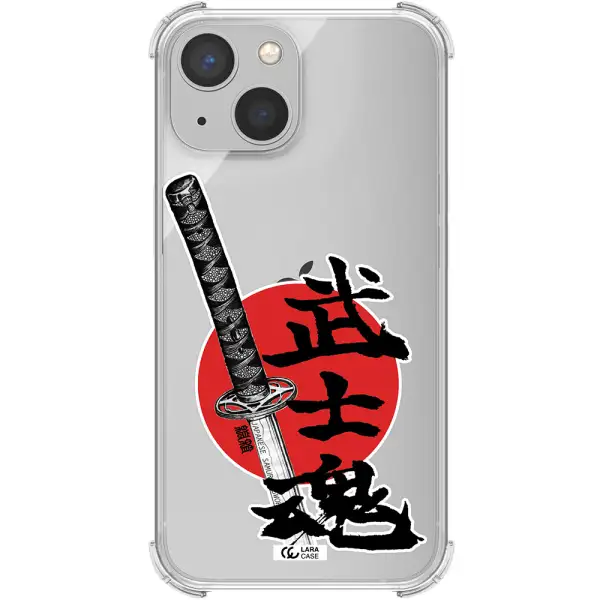 a sword with a red circle and hieroglyph Apple iPhone 13 Clear PC Case